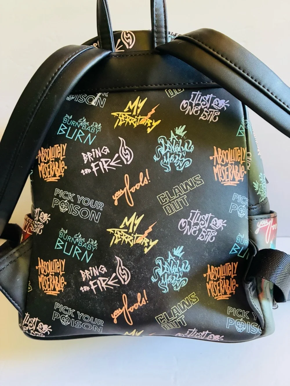 Disney Loungefly Villains Graphic Black Mini Backpack Hard Tag! EUC